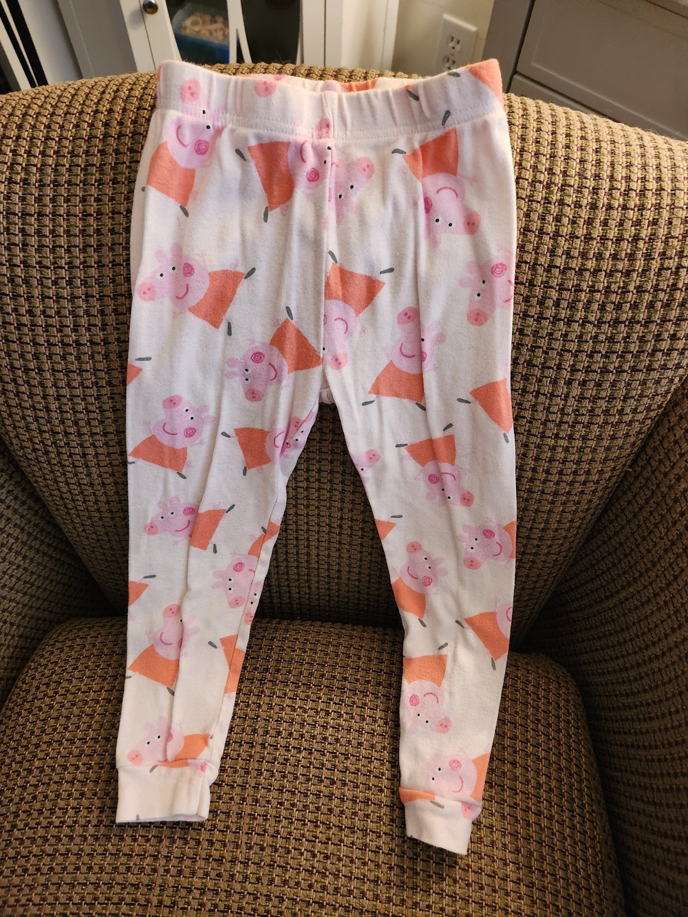 Peppa Pig White Pajama Pants with Pink and Orange Print